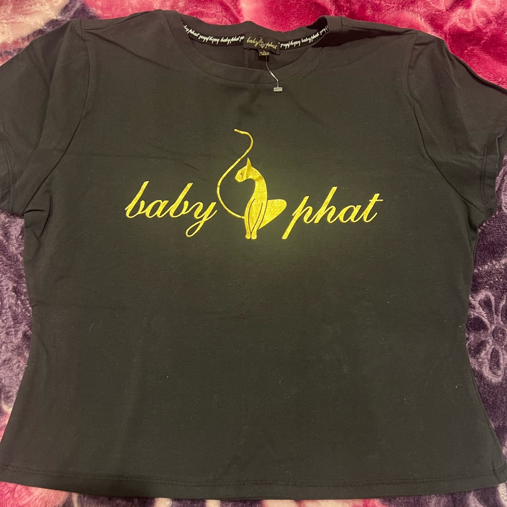 Baby Phat Womans Tee In Black With Gold Logo Brand New